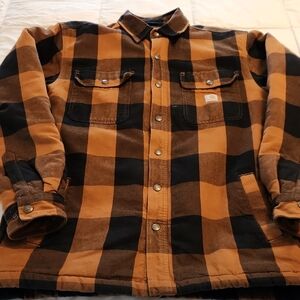 Carhartt Men's Tan and Black Checkered Shirt Jacket
